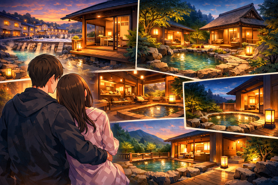 草津温泉でカップルに人気の露天風呂付き客室5選【貸切感重視】